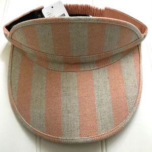 Free People-Brixton -JOANNA VISOR Brixton Monroe Visor Pink Cream Striped Canvas Elastic Back  main image 4